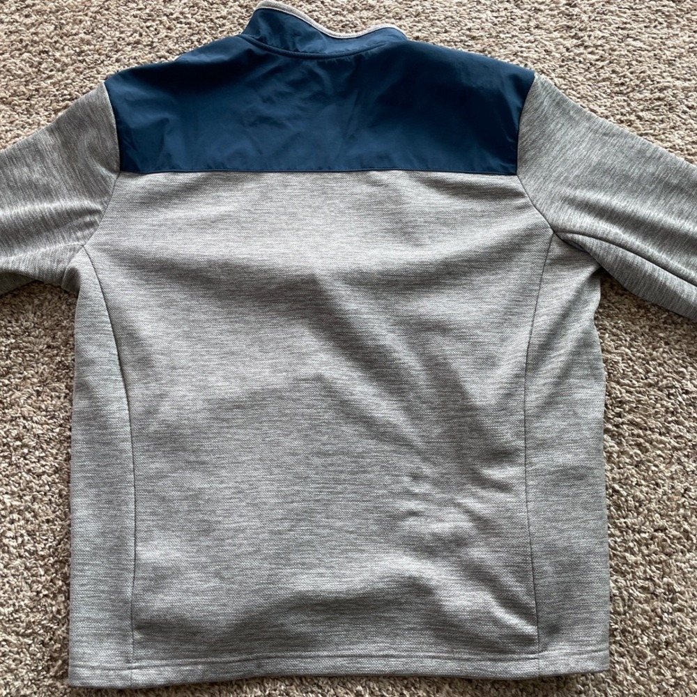 Orvis Mens XL Full Zip Fleece Jacket Grey Navy Blue Classic Collection Sweater - Picture 12 of 16